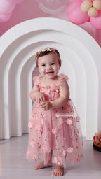 Vestido Rosa con Flores Bordadas en Tul – Modelo Blossom Garden