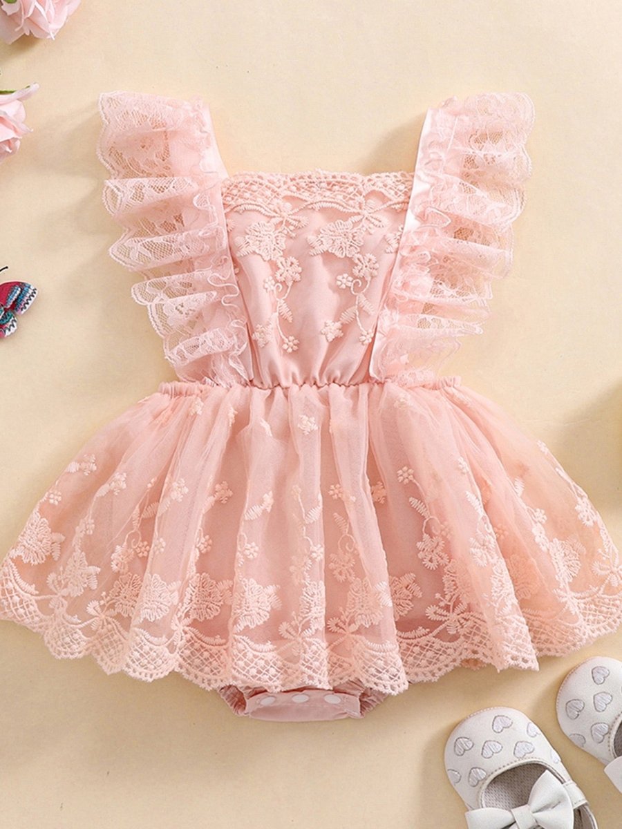 Vestido de encanto Rosa | Vestido de Encaje | Ropa de bebé y niña | El Closet de Emma Imagen principal del producto