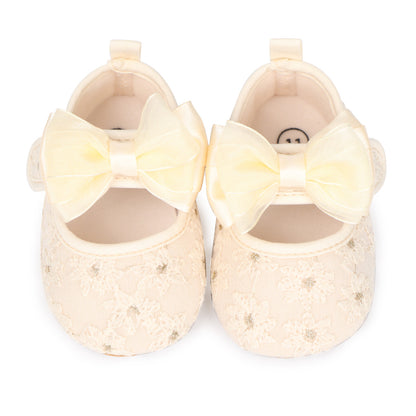 Zapatos Amarillo de Encaje con Lazo para Bebé | Elegantes y Suaves