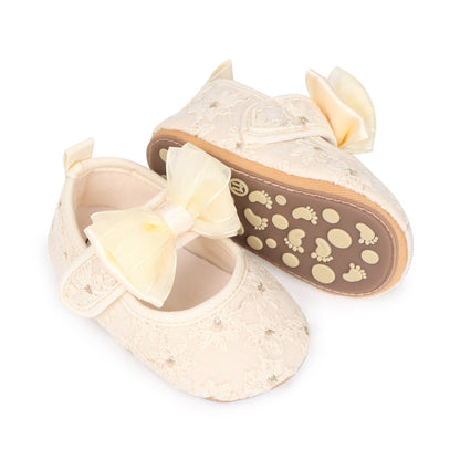 Zapatos Amarillo de Encaje con Lazo para Bebé | Elegantes y Suaves