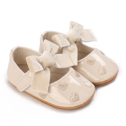Zapatos Crema para Bebé con Lazo de Terciopelo – Modelo Sweet Ivory
