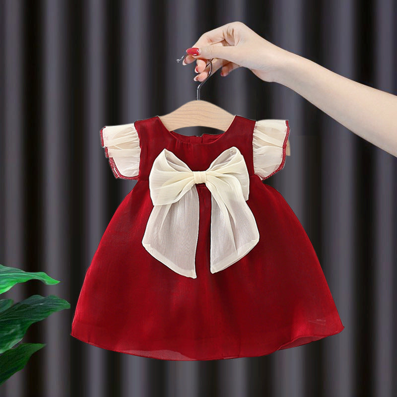 Vestido Rojo con Lazo Marfil – Colección Magia de Navidad 🎀🎄