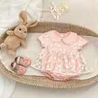 Enterizo Elegante Rosa con Tul Bordado