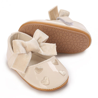 Zapatos Crema para Bebé con Lazo de Terciopelo – Modelo Sweet Ivory