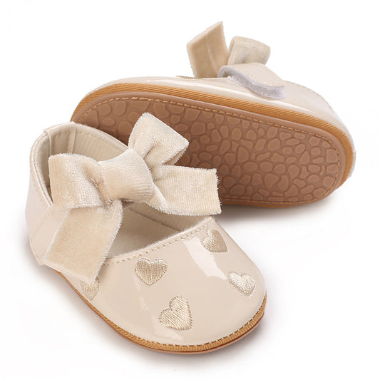 Zapatos Crema para Bebé con Lazo de Terciopelo – Modelo Sweet Ivory
