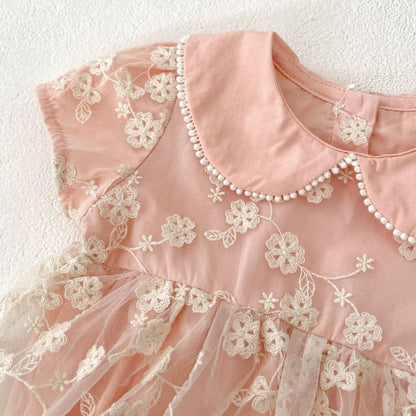 Enterizo Elegante Rosa con Tul Bordado