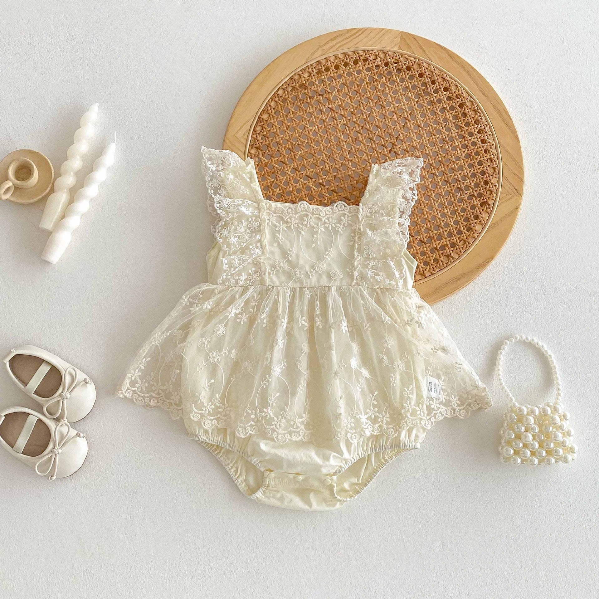 Romper Vestido Ivory Encaje Floral – Volantes