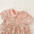 Enterizo Elegante Rosa con Tul Bordado