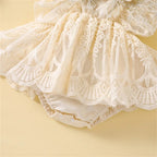 Enterizo de Encaje con Rosas y Vincha – Modelo Cream Rose