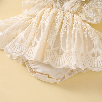 Enterizo de Encaje con Rosas y Vincha – Modelo Cream Rose