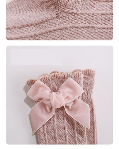 Medias Altas con Lazo de Terciopelo – Colección Encanto de Princesa 🎀