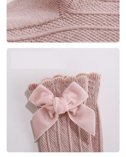 Medias Altas con Lazo de Terciopelo – Colección Encanto de Princesa 🎀