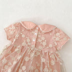 Enterizo Elegante Rosa con Tul Bordado