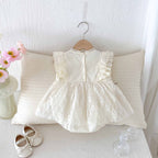 Romper Vestido Ivory Encaje Floral – Lazo Negro