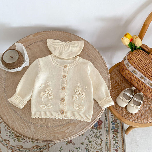 Cárdigan Crema con Flores en Relieve 🌼
