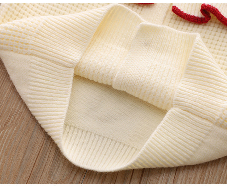 Conjunto Suéter con Lazos y Falda Cuadros Rojos – Colección Dulzura Invernal 🍒