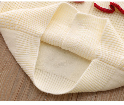 Conjunto Suéter con Lazos y Falda Cuadros Rojos – Colección Dulzura Invernal 🍒