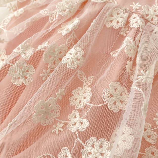 Enterizo Elegante Rosa con Tul Bordado