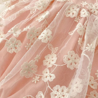 Enterizo Elegante Rosa con Tul Bordado