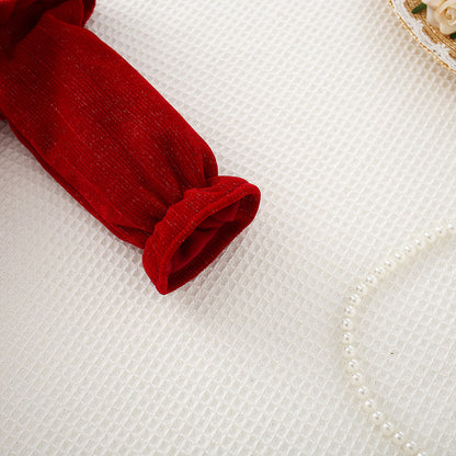 Vestido Rojo de Tul con Lazo Perlado – Manga Larga