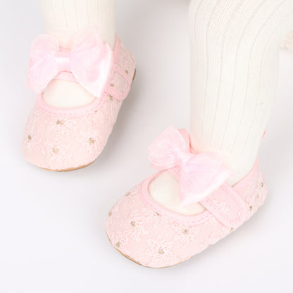 Zapatos para Bebé – Flor de Encaje Rosado