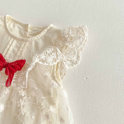 Romper Vestido Ivory Encaje Floral – Lazo Rojo