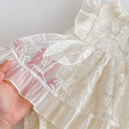 Romper Vestido Ivory Bordado Floral – Encanto Delicado