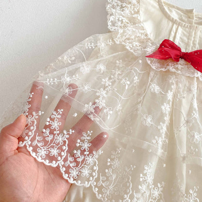 Romper Vestido Ivory Encaje Floral – Lazo Rojo