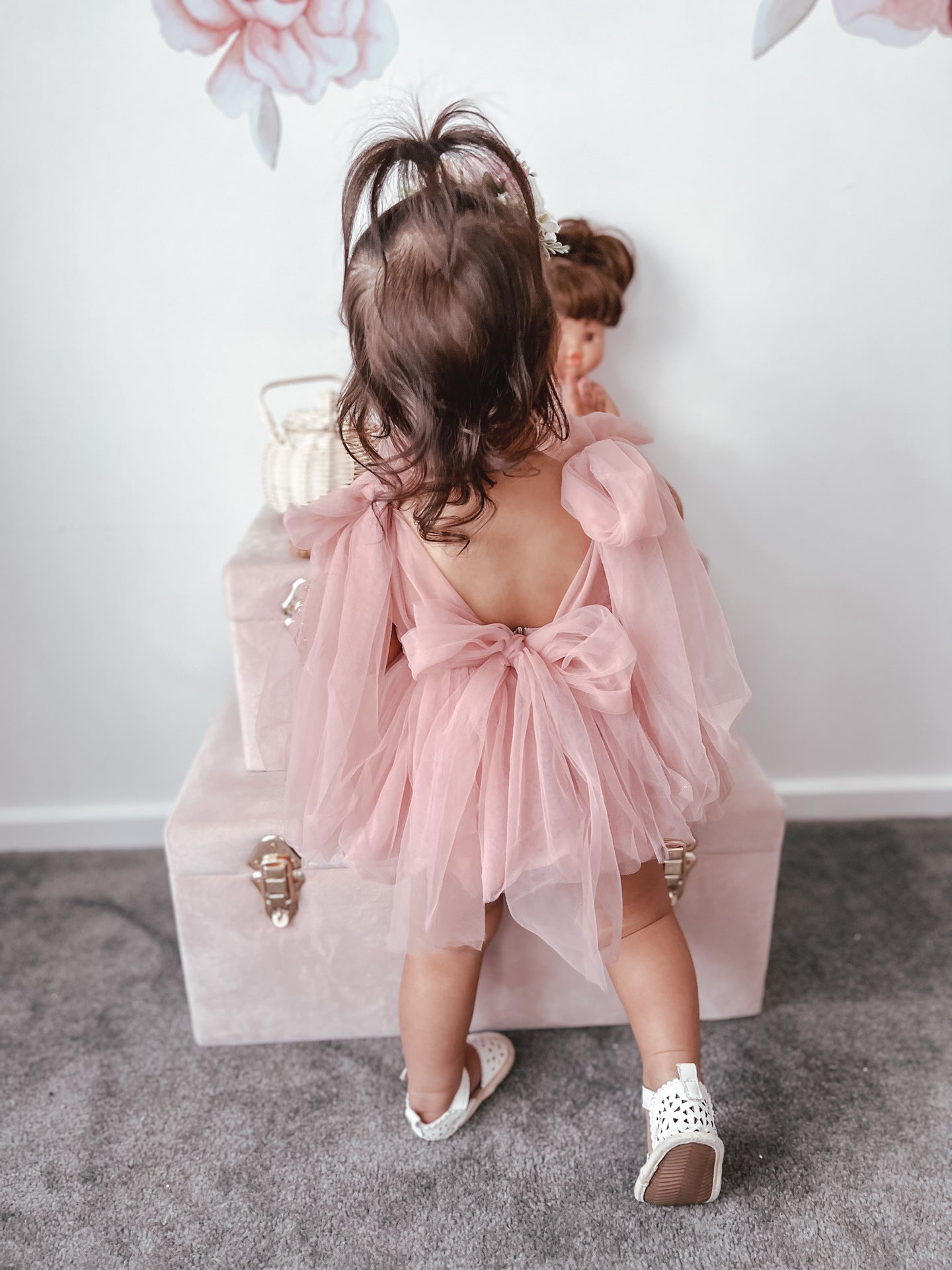 Vestido de Tul con Lazos en los Hombros