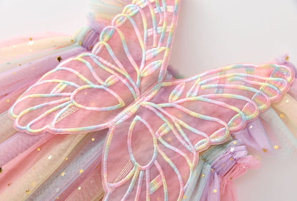 Vestido Arcoíris con Alas de Mariposa para Bebé Niña
