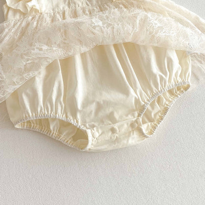 Romper Vestido Ivory Encaje Floral – Lazo Negro