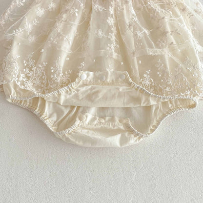 Romper Vestido Ivory Encaje Floral – Lazo Rojo