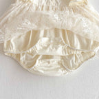 Romper Vestido Ivory Encaje Floral – Lazo Negro