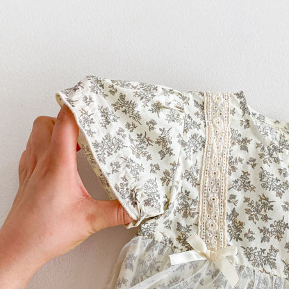 Romper Vestido Floral Vintage con Encaje – Con Gorro