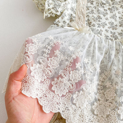 Romper Vestido Floral Vintage con Encaje – Con Gorro