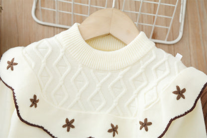 Conjunto Tejido Floral de 2 Piezas – Suéter + Pantalón