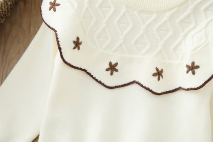 Conjunto Tejido Floral de 2 Piezas – Suéter + Pantalón