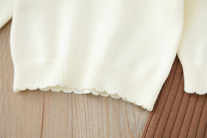 Conjunto Tejido Floral de 2 Piezas – Suéter + Pantalón