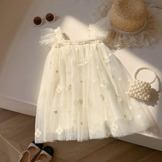 Vestido de Tul con Mariposas Bordadas