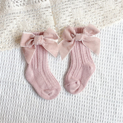 Medias Largas con Lazo de Terciopelo – Colección Velvet Bow
