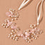 Corona para Bebé Niña con Perlas y Flores Rosa | Tiara Elegante para Bautizo y Cumpleaños