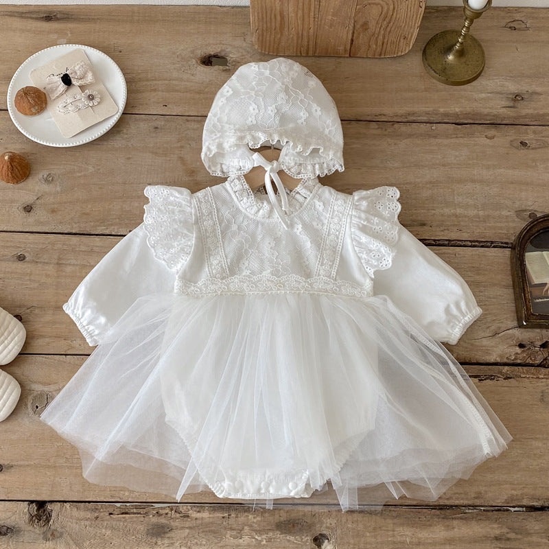 Vestido con gorro  Ivory Encaje y Tul – Elegancia Atemporal