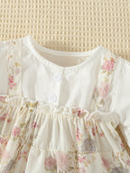 Vestido Floral Vintage para Bebé Niña con Gorro | Vestido Elegante para Bautizo y Cumpleaños