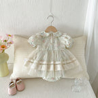 Vestido Body Floral Vintage para Bebé Niña | Encaje, Tul y Cuello Peter Pan