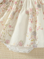 Vestido Floral Vintage para Bebé Niña con Gorro | Vestido Elegante para Bautizo y Cumpleaños