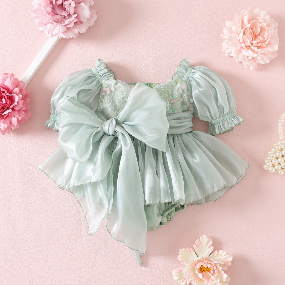 Vestido Tul Verde Menta con Lazo Satinado – Ocasiones Especiales Imagen principal del producto