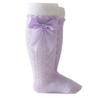 Medias Altas Lila para Bebé Niña con Lazo | Calcetines Elegantes para Vestidos