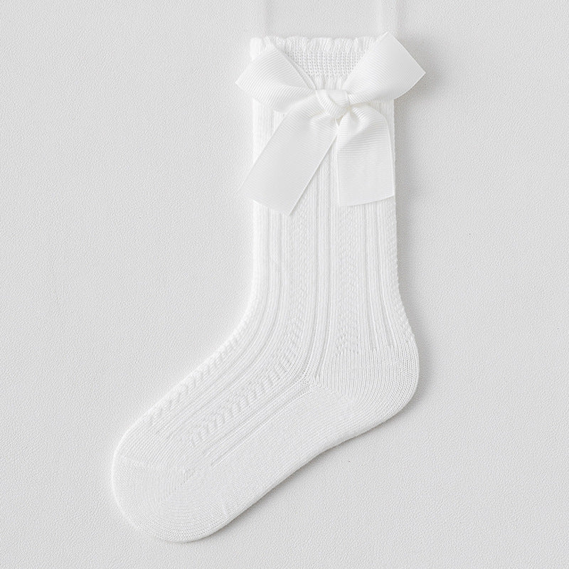 Medias Altas Blancas con Lazo Grande – Clásicas y Elegantes Imagen principal del producto