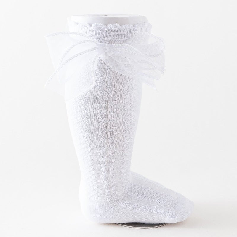 Medias Altas Blancas con Lazo Tul – Edición Elegancia Bautizo Imagen secundaria del producto