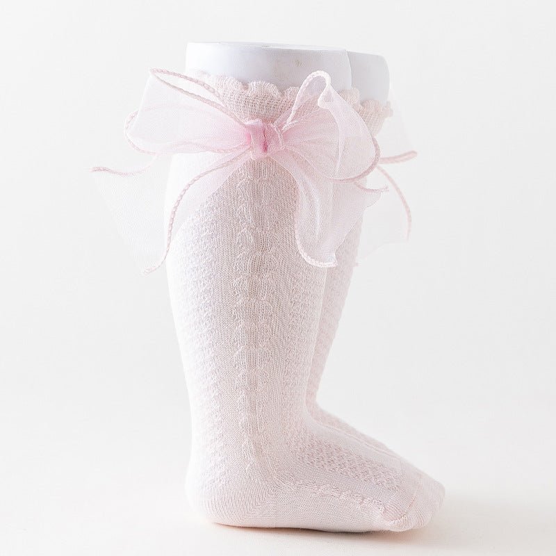 Medias Altas Rosa con Lazo Tul – Edición Dulzura Elegante Imagen secundaria del producto